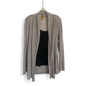 Anama Women’s cami with long sleeve open jacket set gray/black Size Medium